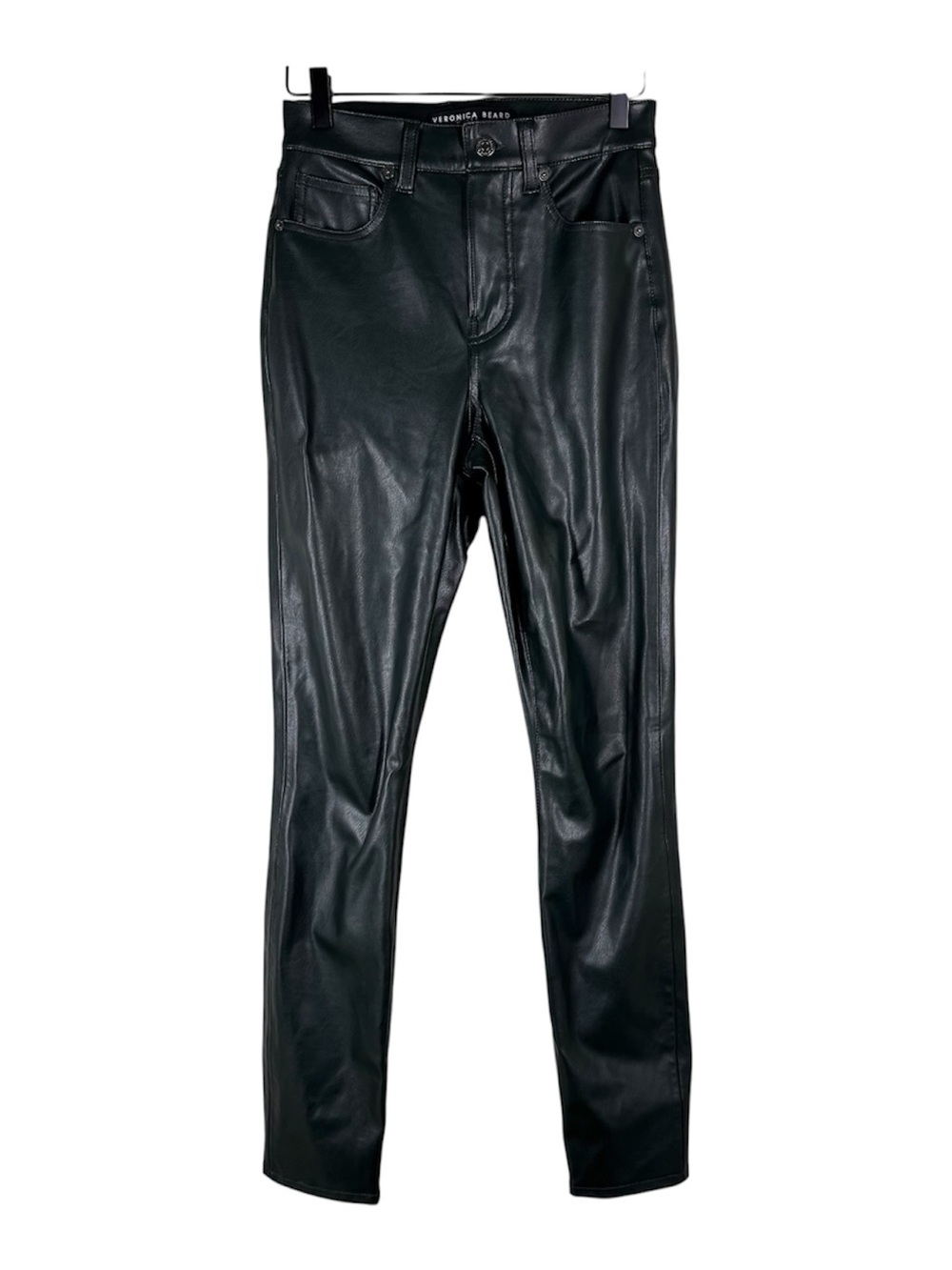 Veronica Beard Maera Vegan Leather Skinny Pants High Rise Dark Green Size 25